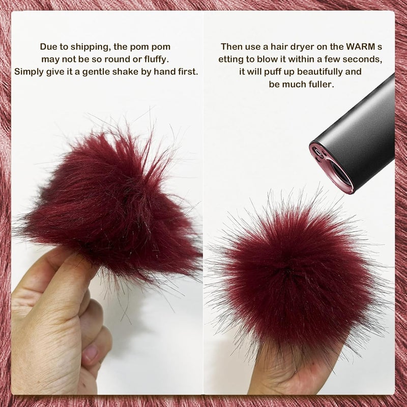 Allruyee 32 Pieces Pom Pom Faux Fur Pom Pom for Hats, Keychains, Scarves, Gloves & Bags Accessories with Elastic Loop, 16 Colors - Image 4